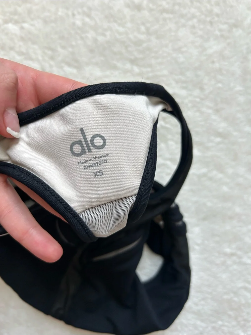 ALO Yoga Black Mesh High-Neck Racerback Sports Bra